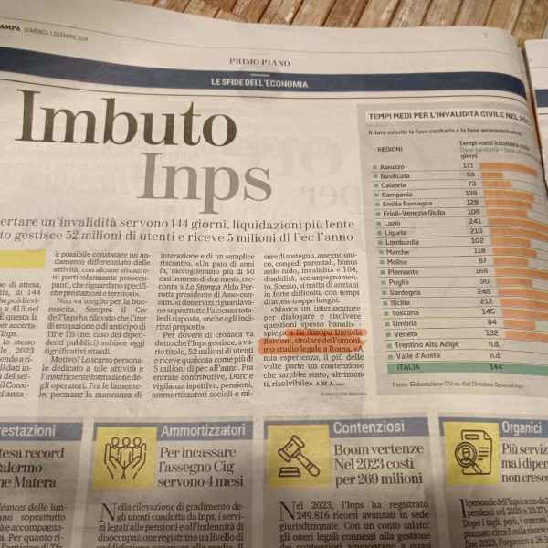 Intervento dell'Avv. Daniela Bardoni su La Stampa.